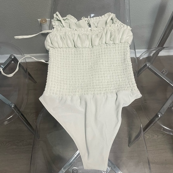 Forever 21 Blue Smocked Ruched Bodysuit - Picture 3 of 3